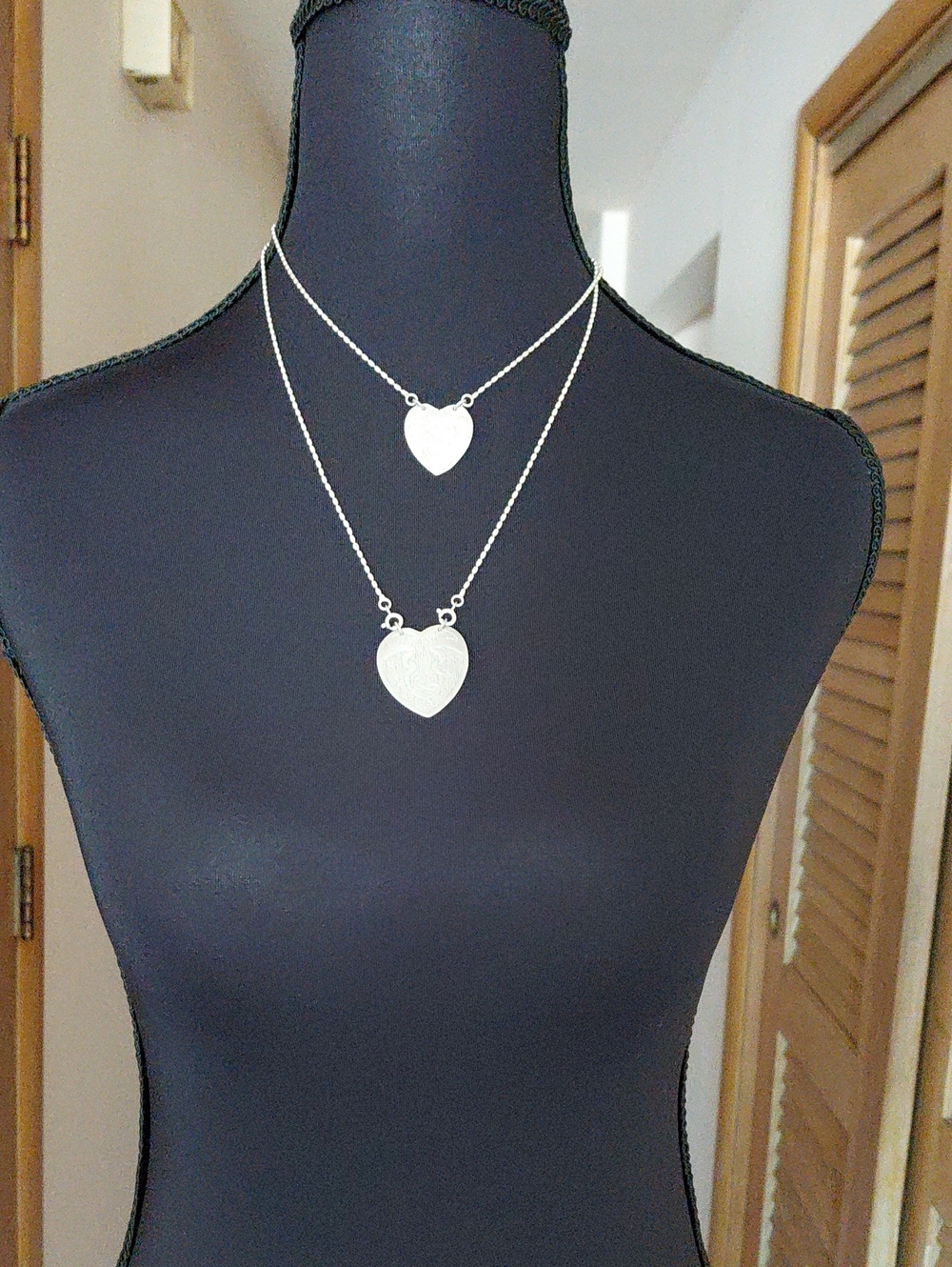 Silver Heart Layered Necklace - Elegant Women's Jewelry
